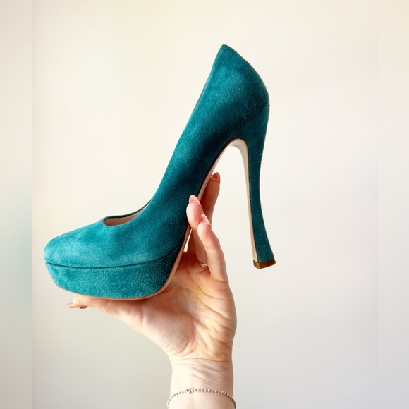 Miu Miu - Suede Heels/Pumps in Teal - size 38.5 - Very Good Condition - Picture 2 of 10